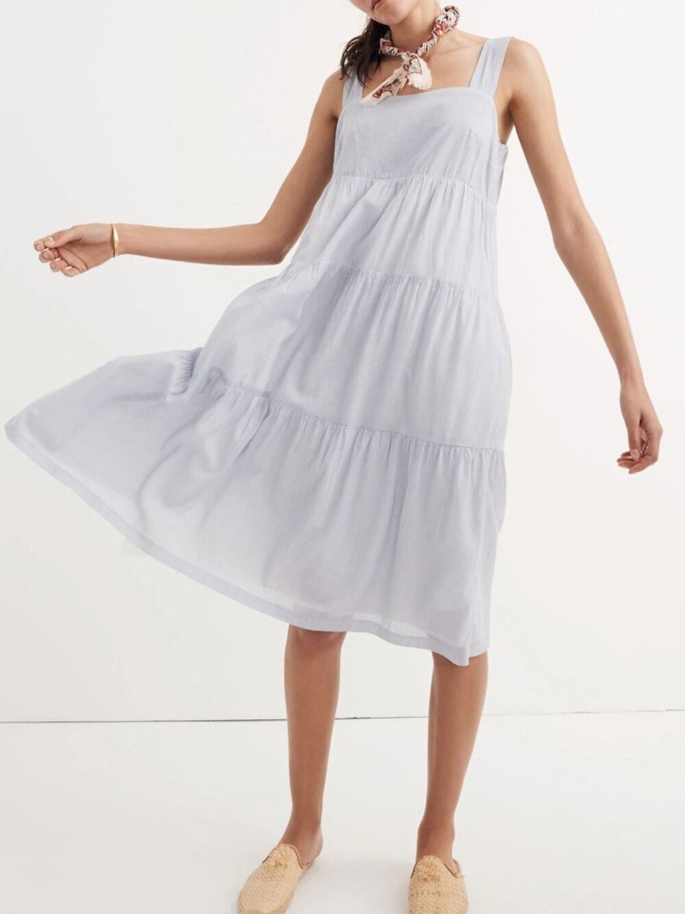 Madewell Soft Twilight Striped Button Back Midi Dress Size 12 - 54780